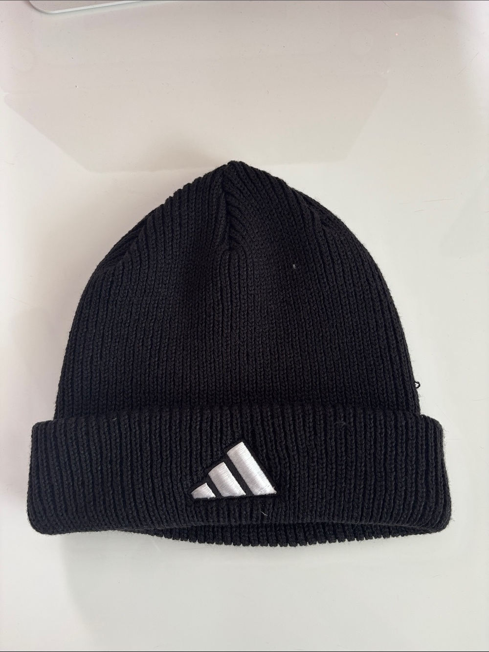 adidas Black Knit Cuffed Beanie with Logo